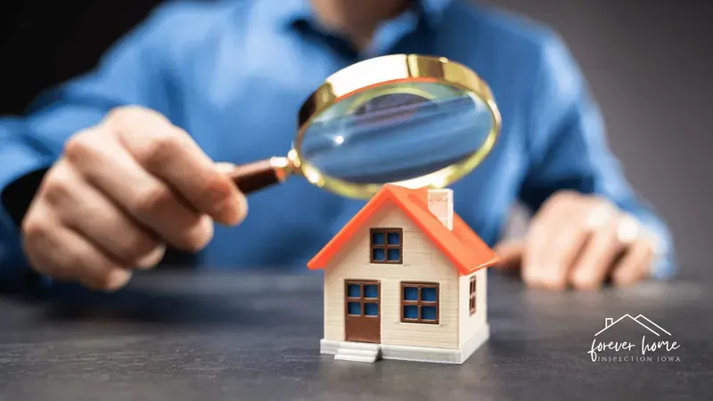 Magnifying glass held over a small model house