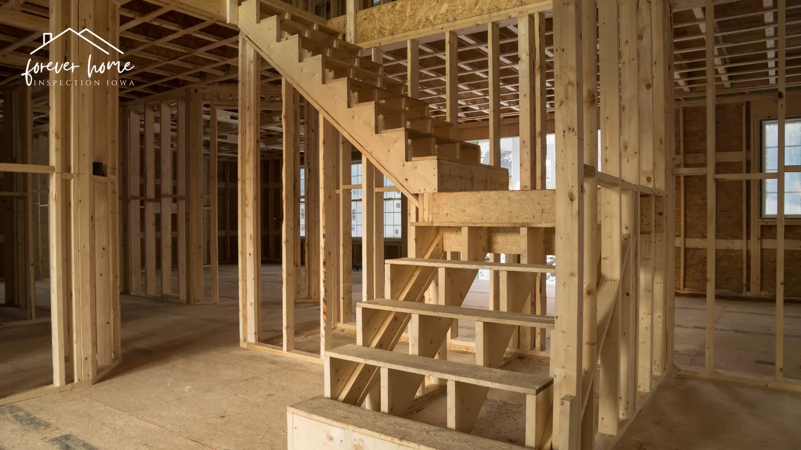 Wood stair framing inside a home under construction
